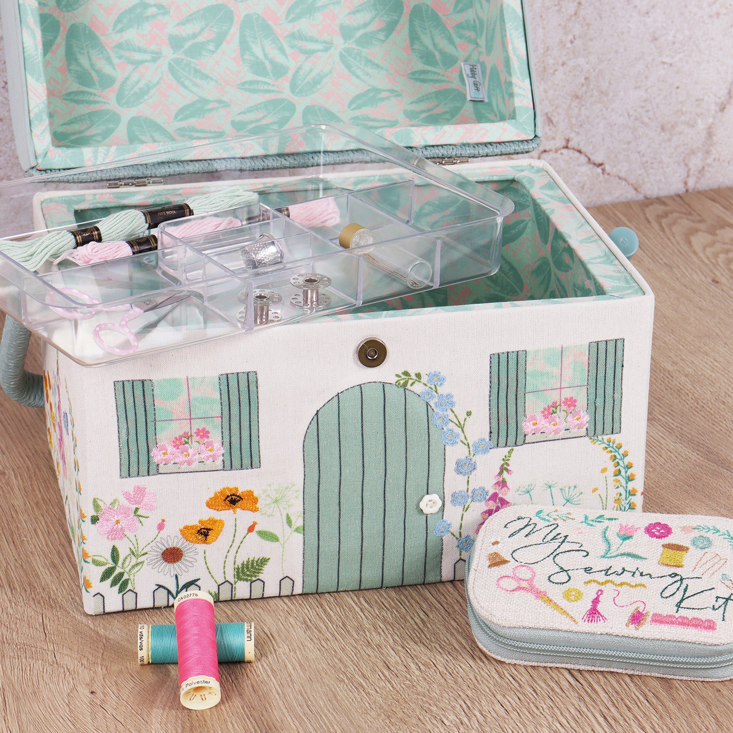 Country Cottage Embroidered Sewing Box