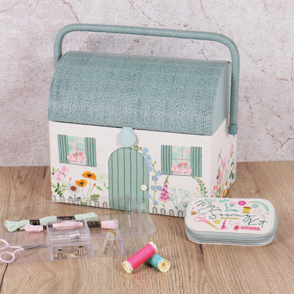 Country Cottage Embroidered Sewing Box