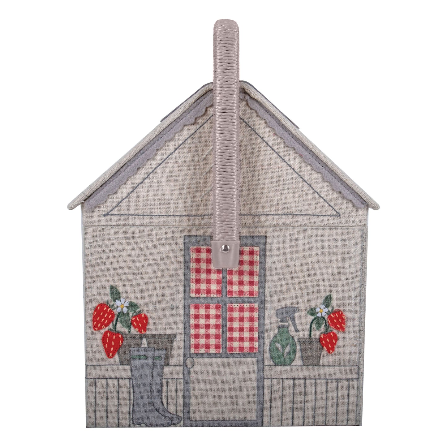 Strawberry Greenhouse Embroidered Sewing Box