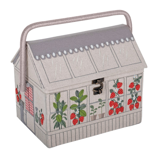 Strawberry Greenhouse Embroidered Sewing Box