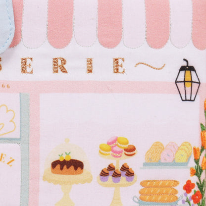 Patisserie shop shaped sewing box with wicker roof