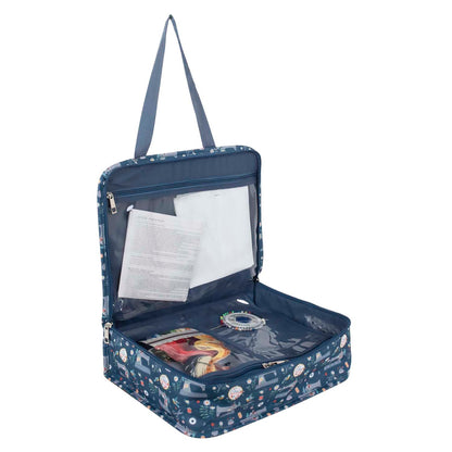 Zipped cotton craft bag with sewing machine print