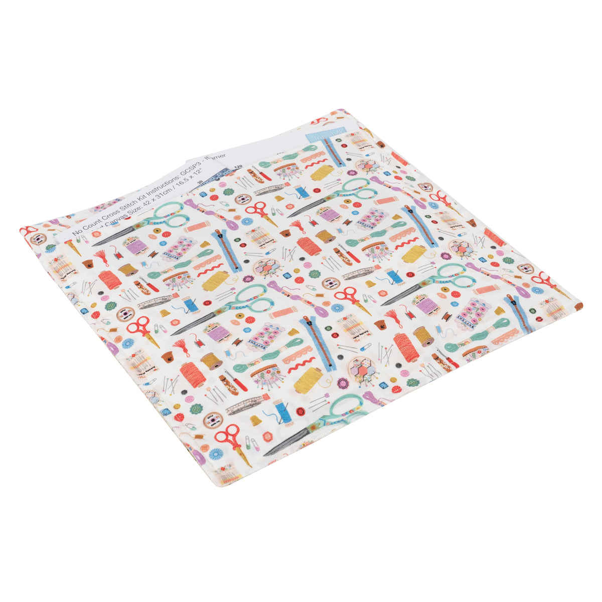 Flat cotton project pouch with clear zipped front