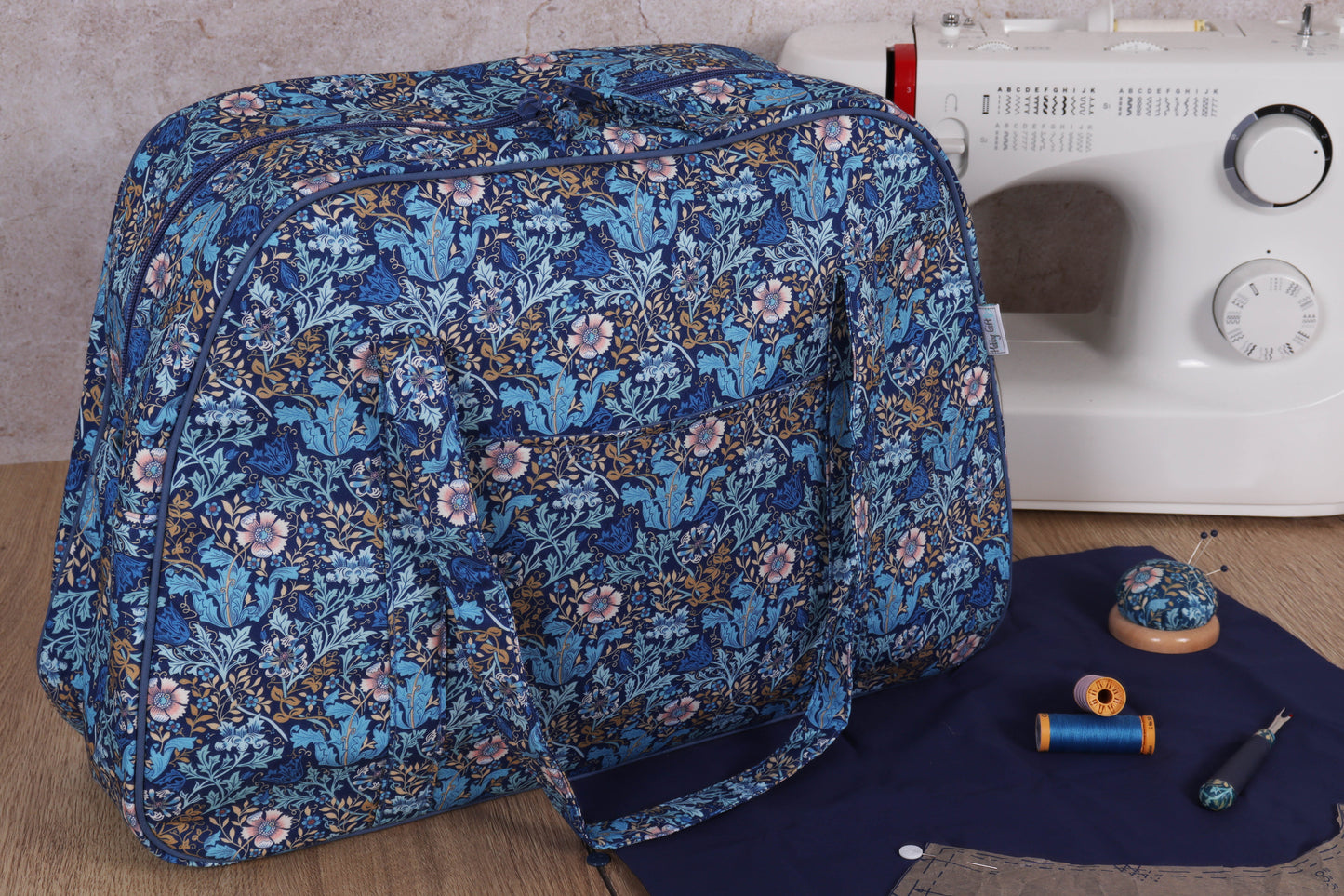 Woodblock Floral Sewing Machine Bag