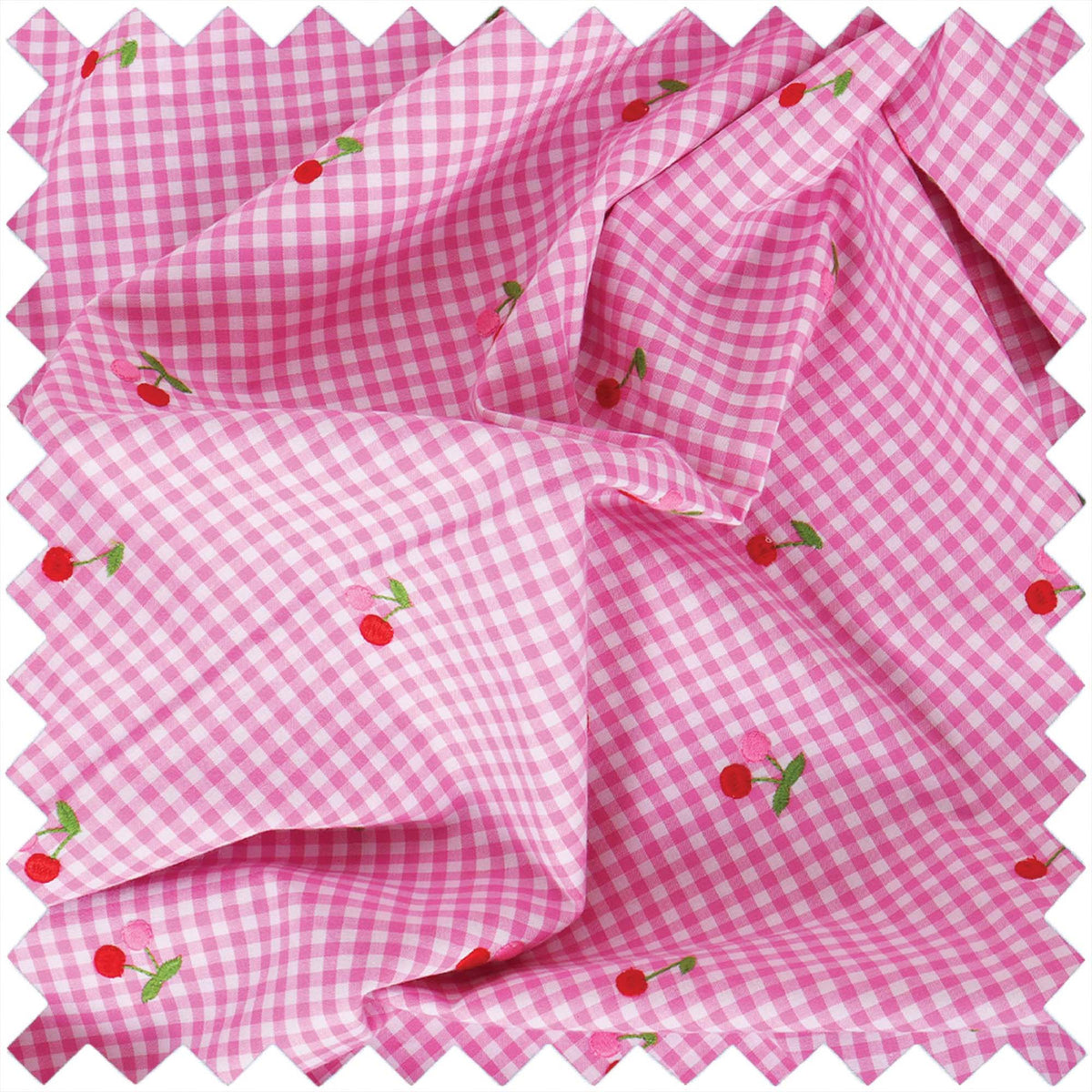 Small wicker sewing basket with gingham cherry lid