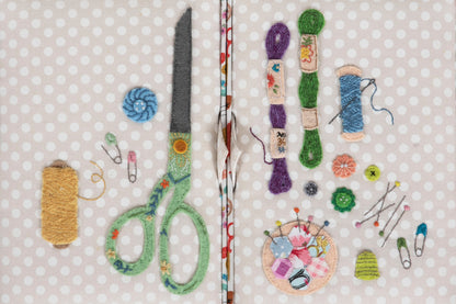 Haby Notions Appliqué and Embroidered with Twin Lid Sewing Box - Large