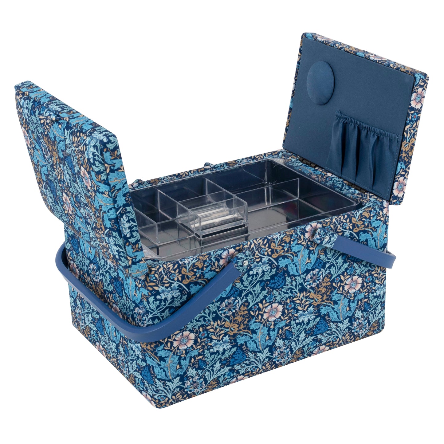 Woodblock Floral Twin Lid Sewing Box - Large