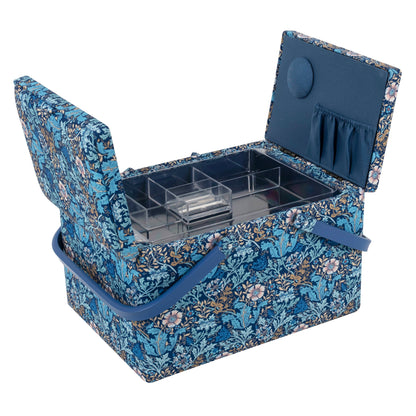 Woodblock Floral Twin Lid Sewing Box - Large