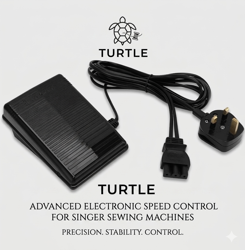 Turtle Foot Control Pedal for Singer Sewing Machines - fine, precision control, slower start speed, recommended for Singer Heavy Duty and other mechanical models  - New design foot controller