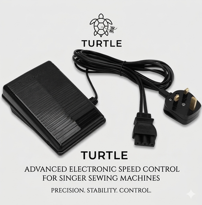 Turtle Foot Control Pedal for Singer Sewing Machines - fine, precision control, slower start speed, recommended for Singer Heavy Duty and other mechanical models  - New design foot controller