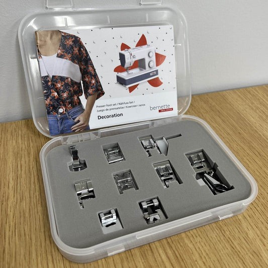 9 piece Premium Presser Foot Set for Singer and Bernette machines (in storage box) - Limited Stock