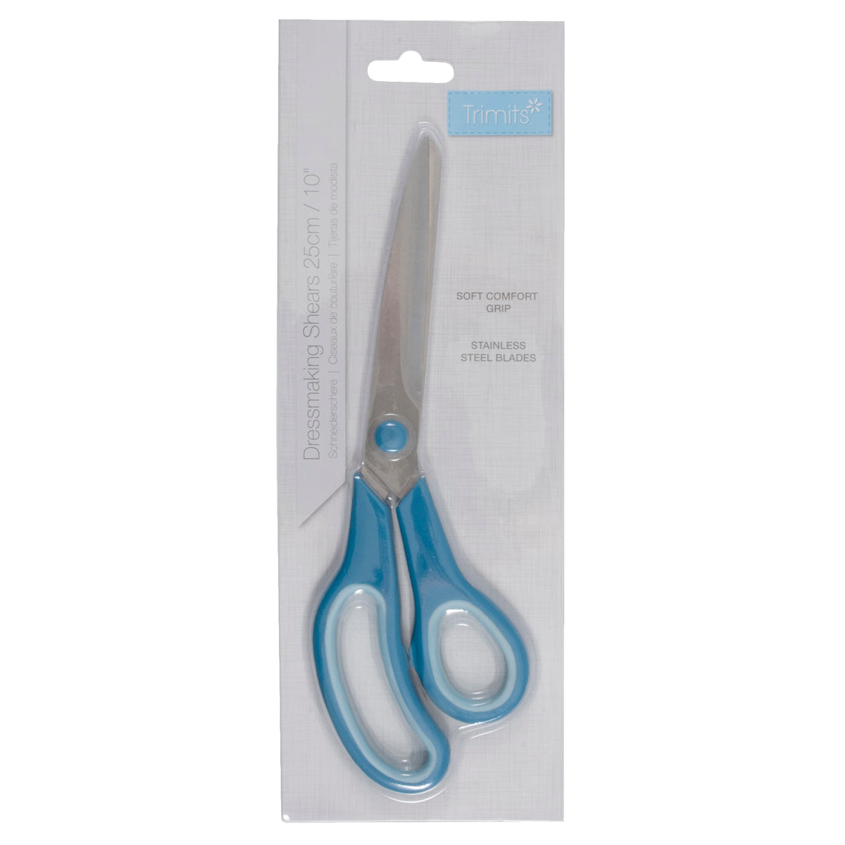 Pair of dressmaking shears with soft grip handles