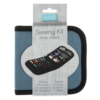 Trimits small blue zipped sewing kit case with contents