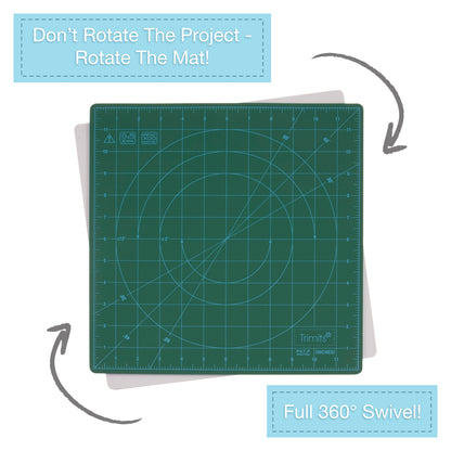 Square rotating self-healing cutting mat with measurement markings