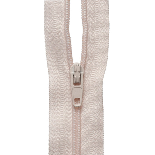 Roll of dark cream continuous nylon zip with sliders