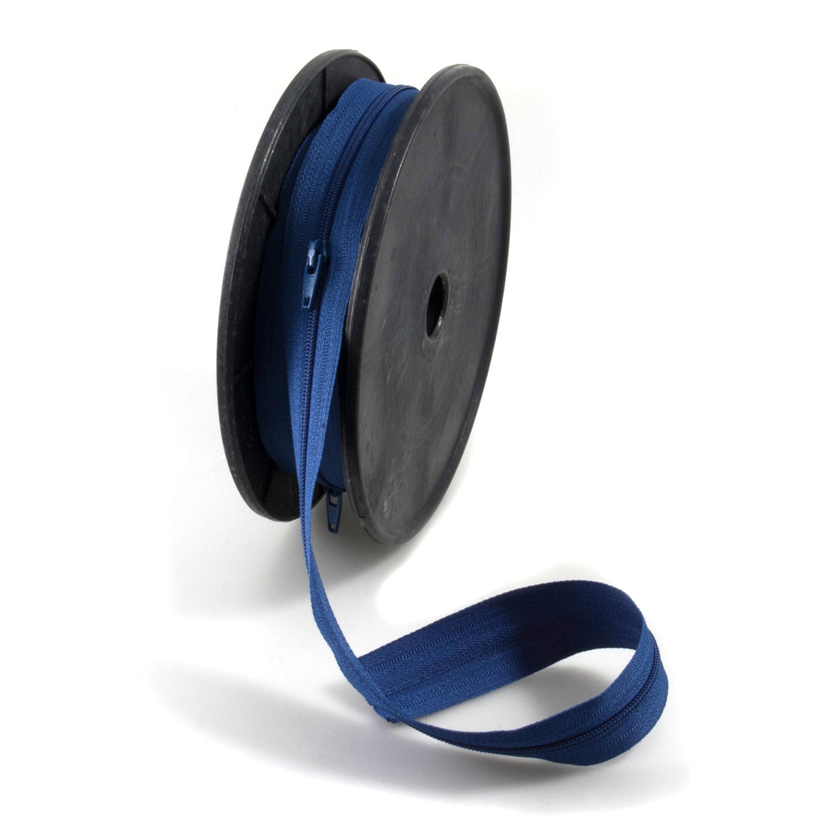 Roll of navy continuous nylon zip with sliders