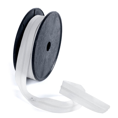 Roll of white continuous nylon zip with sliders