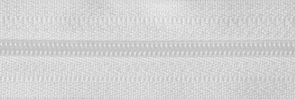 Roll of white continuous nylon zip with sliders