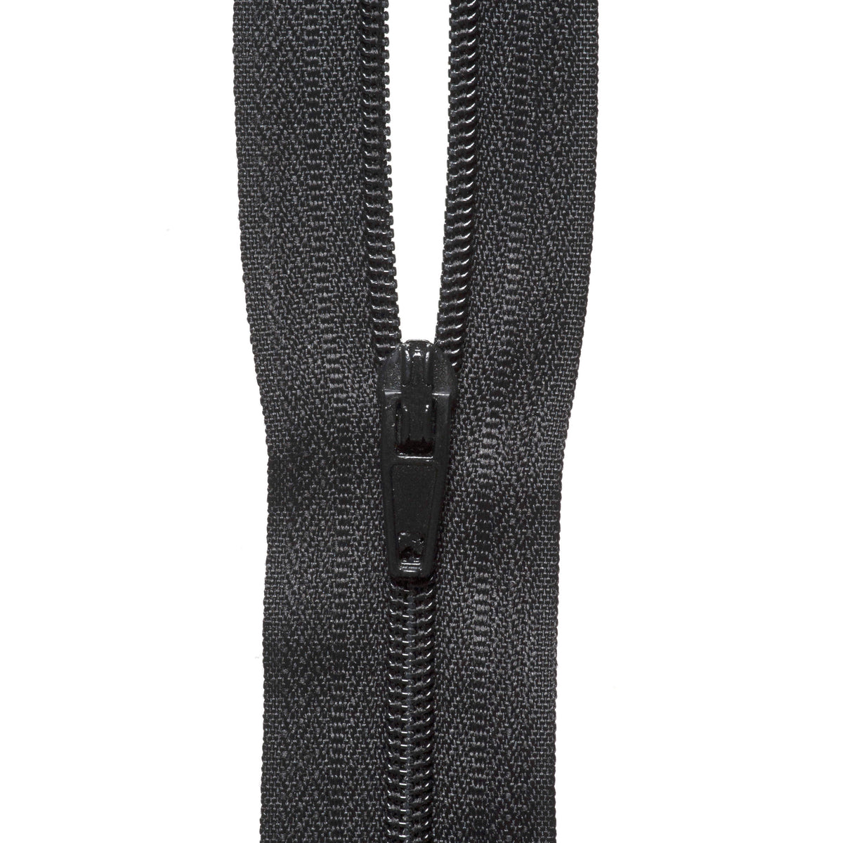 Roll of black continuous nylon zip with sliders