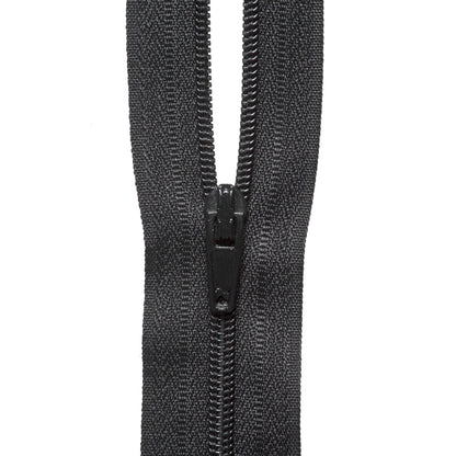 Roll of black continuous nylon zip with sliders