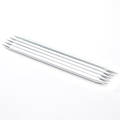 Set of five silver KnitPro Nova Metal double-pointed knitting needles, 12.5cm x 3.50mm