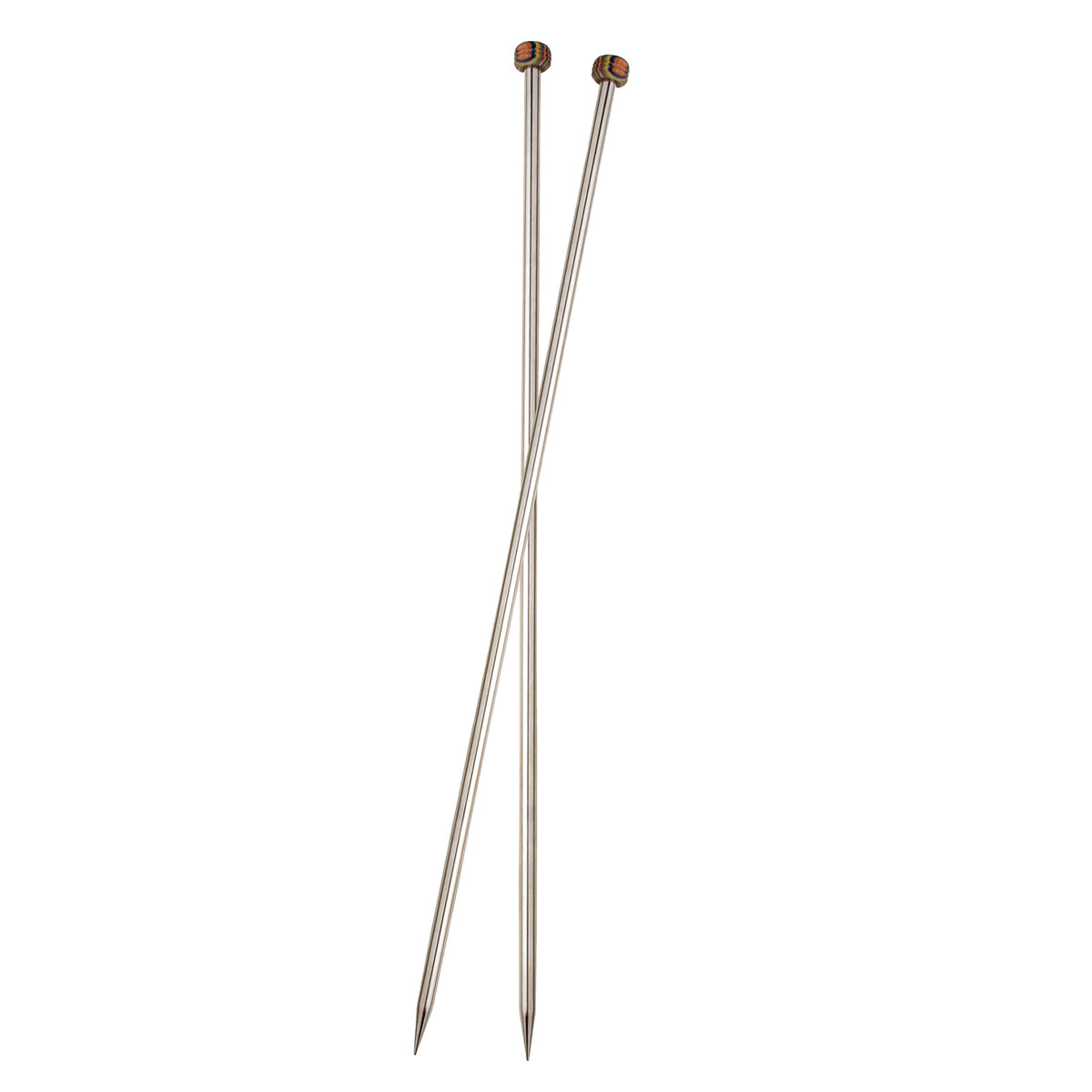 Pair of KnitPro Nova Metal 2.5mm single point knitting needles with wooden end caps