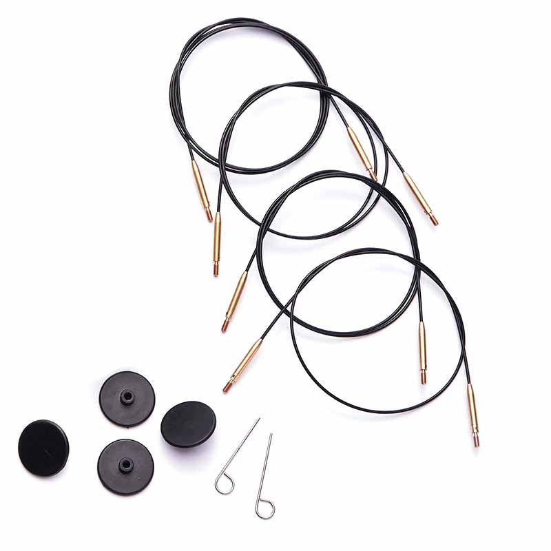 KnitPro black and matte gold swivel interchangeable cable, 76cm