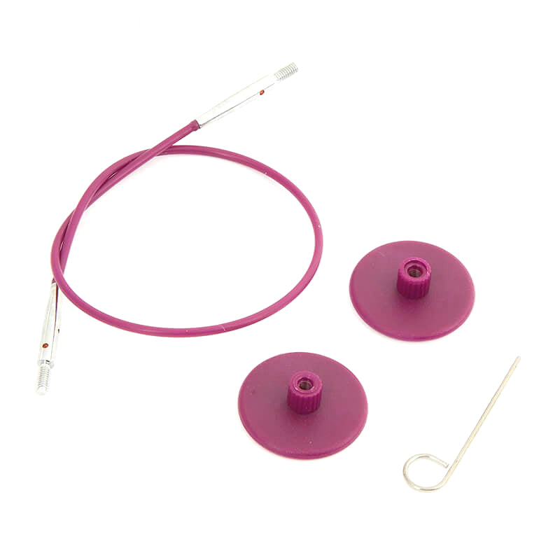 Purple KnitPro 20cm fixed cable with end caps and cable key