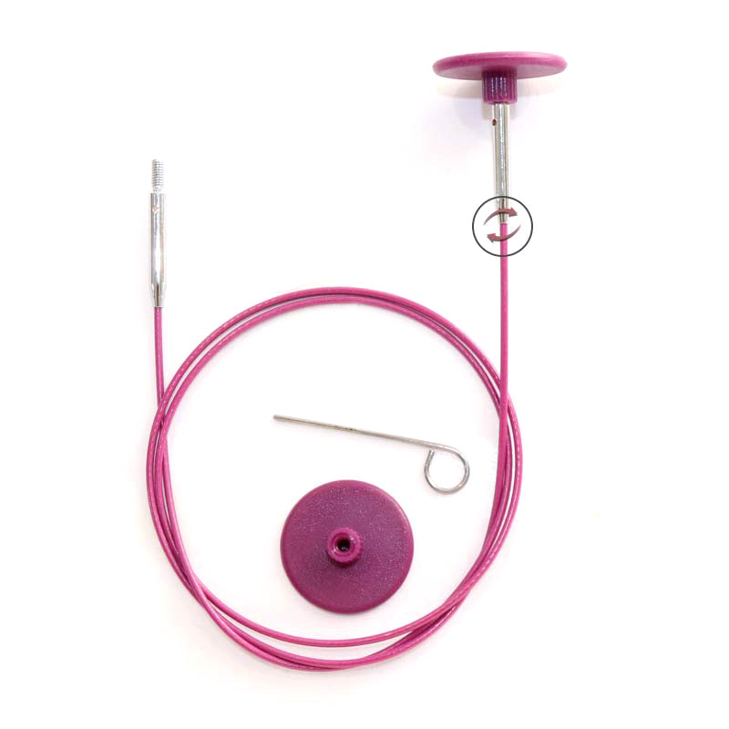 Purple KnitPro 20cm fixed cable with end caps and cable key