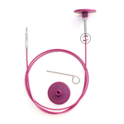 Purple KnitPro 28cm fixed cable with end caps and cable key
