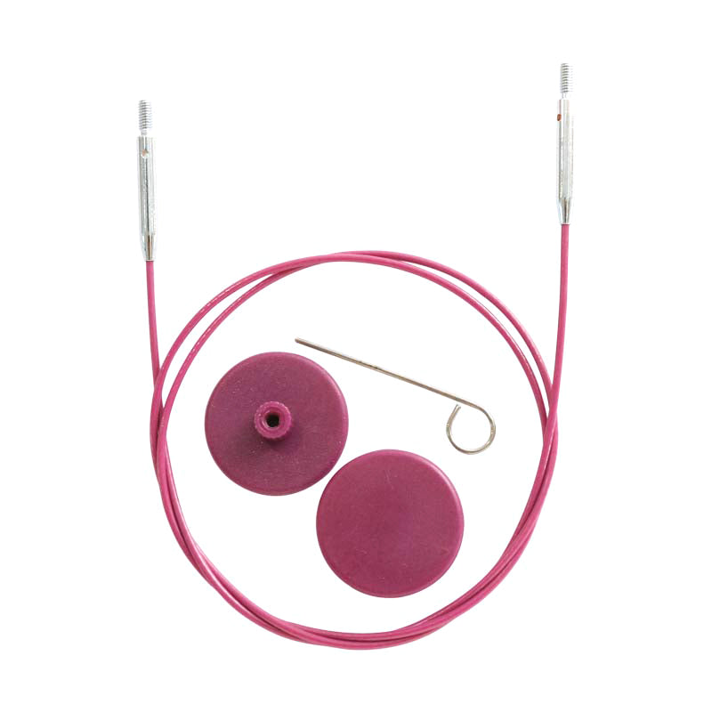 Purple KnitPro 56cm fixed cable with end caps and cable key