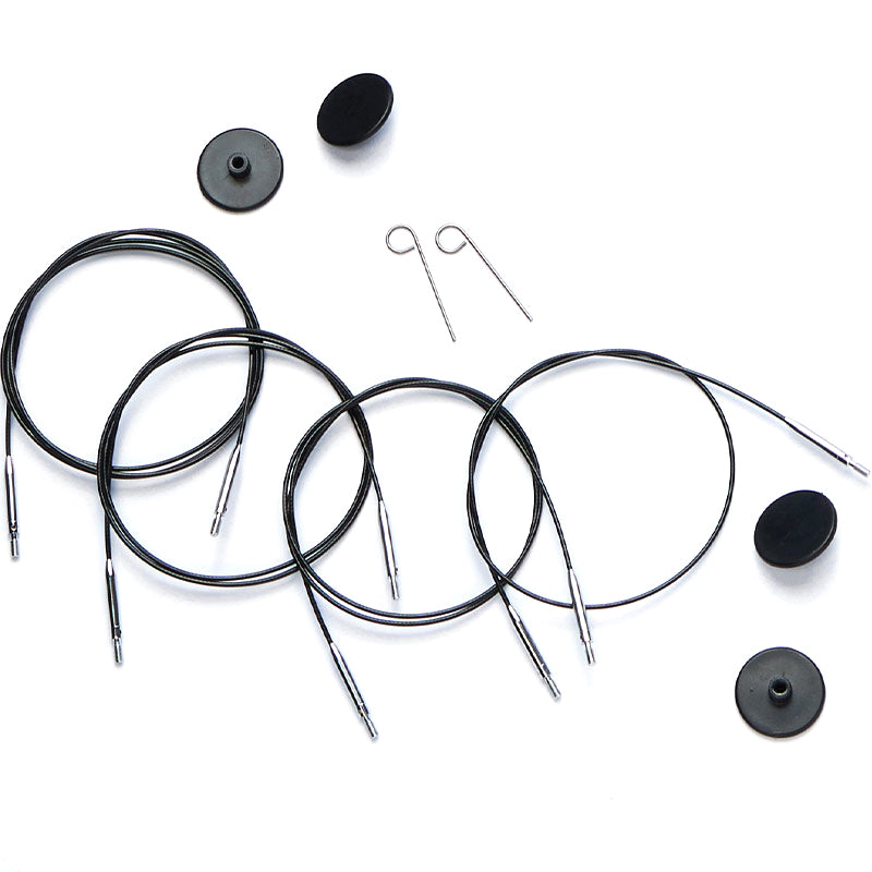 Black KnitPro 126cm swivel cable with silver connectors