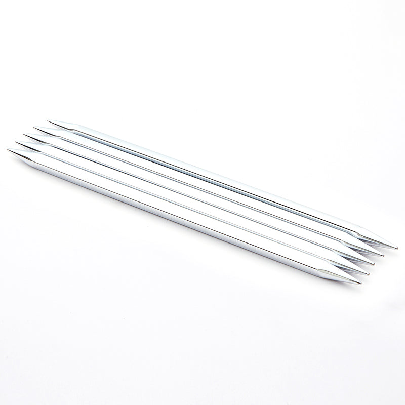Five KnitPro Nova Cubics square-profile double-pointed knitting needles with brass tips, 2.25mm