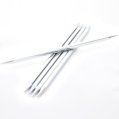 Five KnitPro Nova Cubics square-profile double-pointed knitting needles with brass tips, 3mm