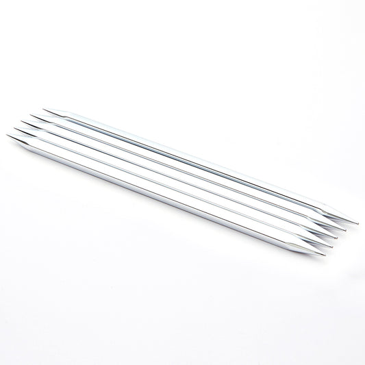 Five KnitPro Nova Cubics square-profile double-pointed knitting needles with brass tips, 3.75mm