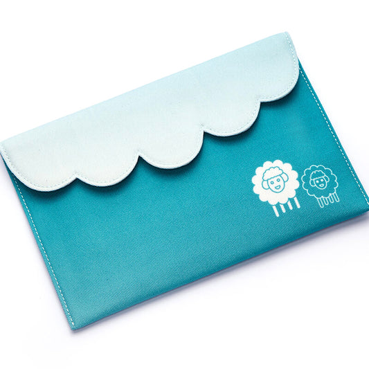KnitPro Nova Cubics interchangeable needle set in an open blue fabric case