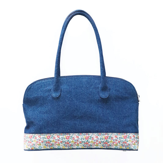 KnitPro denim shoulder bag with floral print