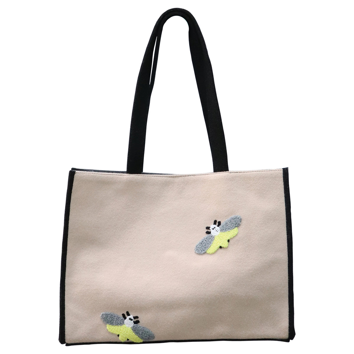 KnitPro natural embroidered tote bag with felt bee
