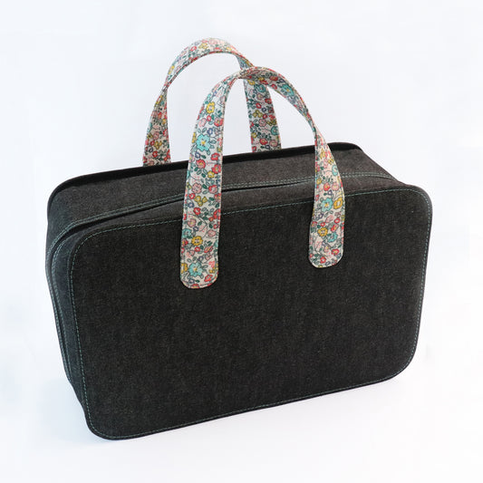 KnitPro black denim doctor bag with floral print