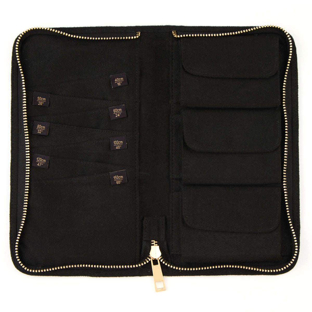 KnitPro black faux suede zipped cable case