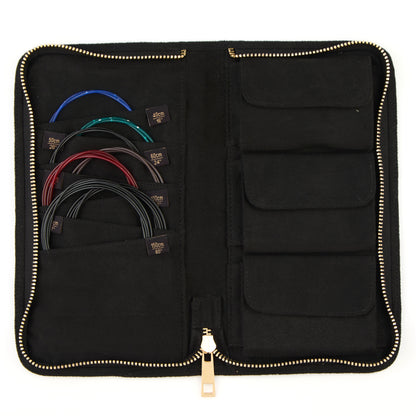 KnitPro black faux suede zipped cable case