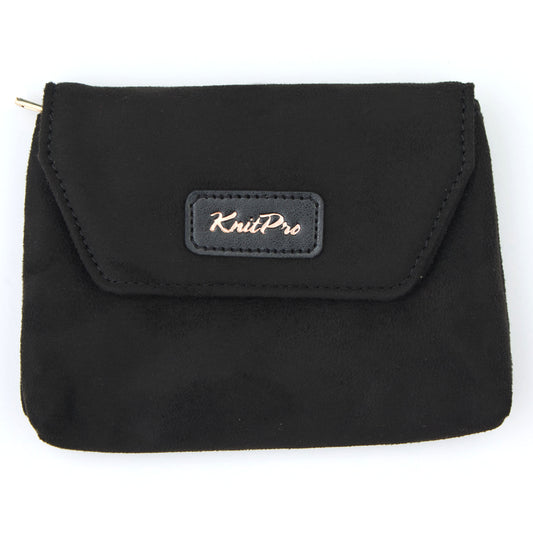 KnitPro small black faux suede notions pouch