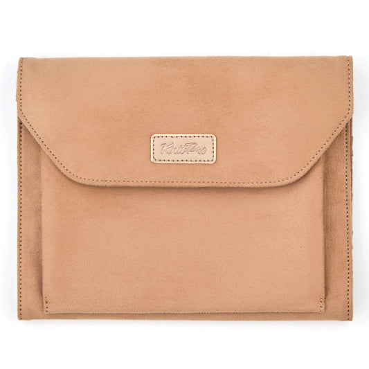 KnitPro brown faux suede double pointed needle case