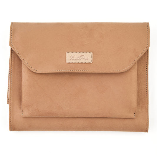 KnitPro brown faux suede fixed circular needle case