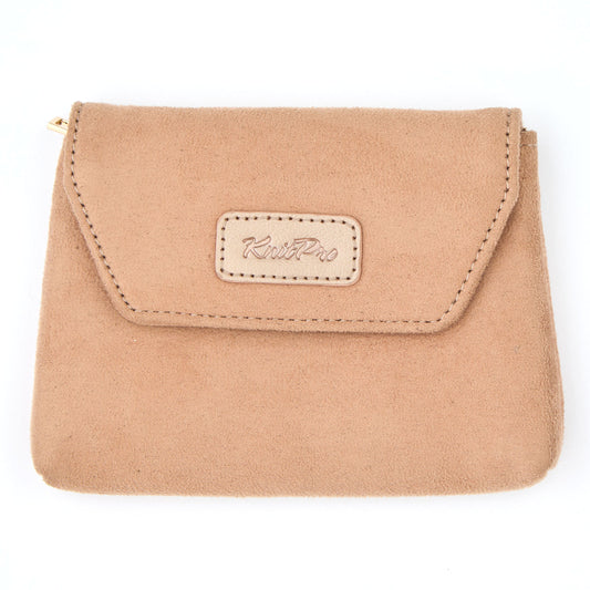 KnitPro small brown faux suede notions pouch