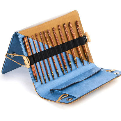 KnitPro Ginger interchangeable Tunisian crochet hook set in a denim and beige case