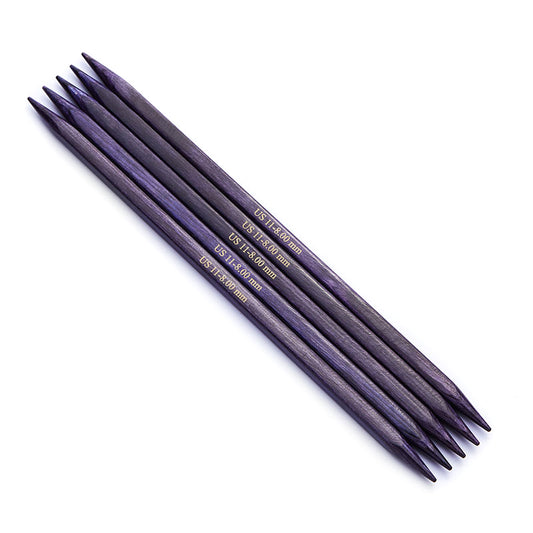 Set of five KnitPro J'Adore Cubics 5mm double-pointed knitting needles