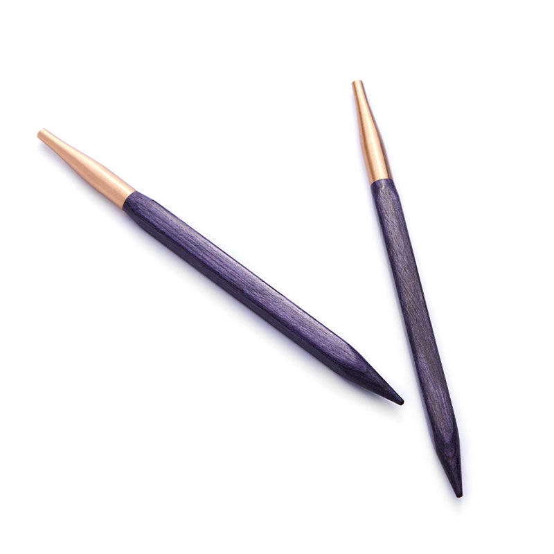 KnitPro J'Adore Cubics purple square wooden interchangeable needle tips, 5.50mm