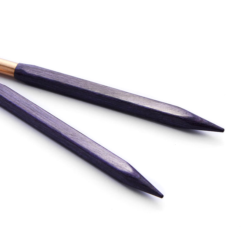 KnitPro J'Adore Cubics purple square wooden interchangeable needle tips, 5.50mm