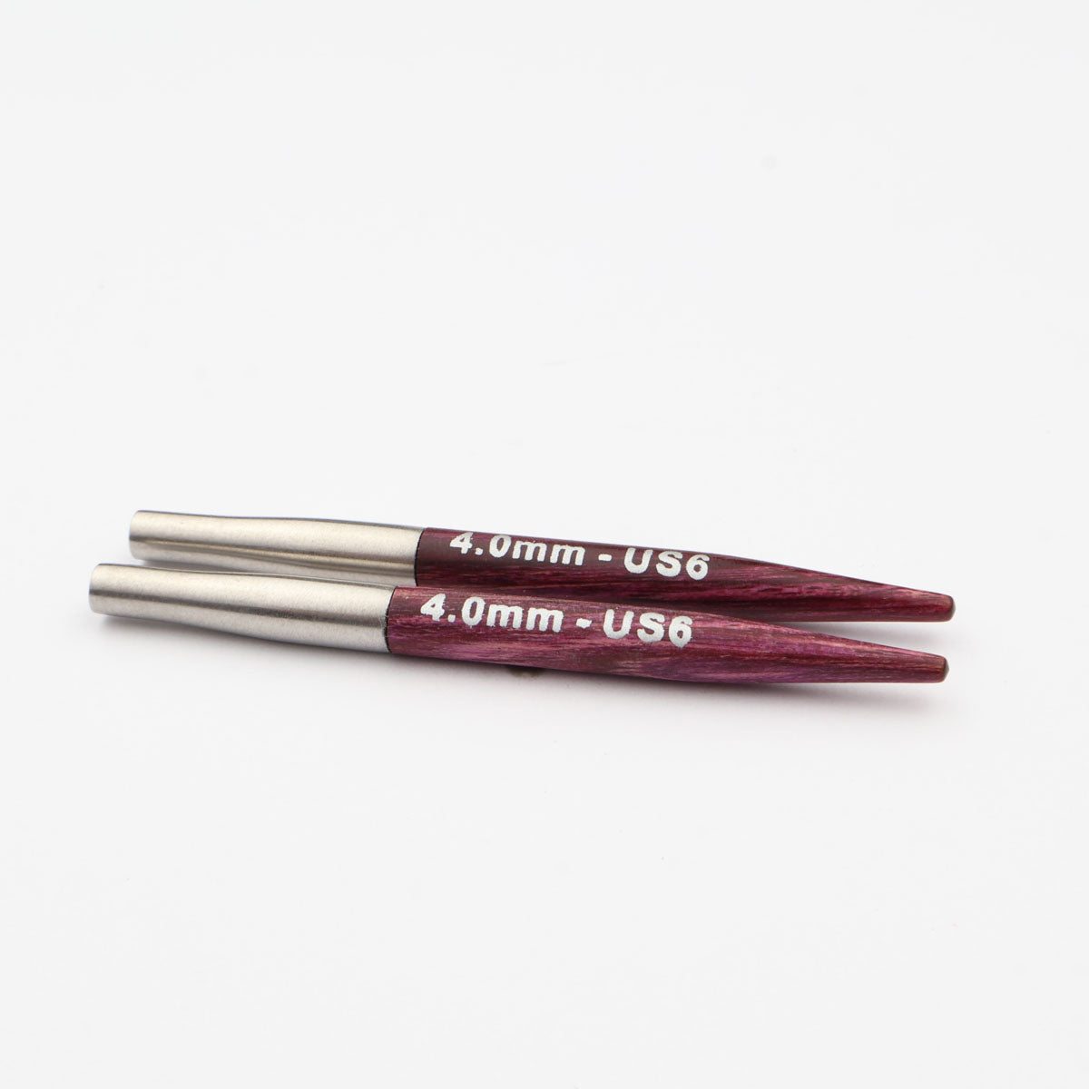 Pair of colourful KnitPro Dreamz 4.00mm mini interchangeable wooden needle tips